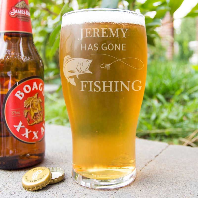 Gone Fishing Beer Glass 570ml