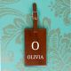 Personalised Initial and Name Brown Luggage Tag