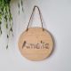 Round wooden name plaque